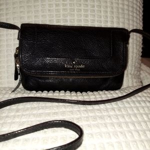 Kate Spade Pebble Leather Black Crossbody Bag with Zip Flap Adorable!